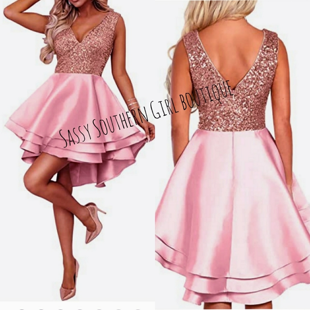🆕⭐ Ballet pink sequin satin mini dress